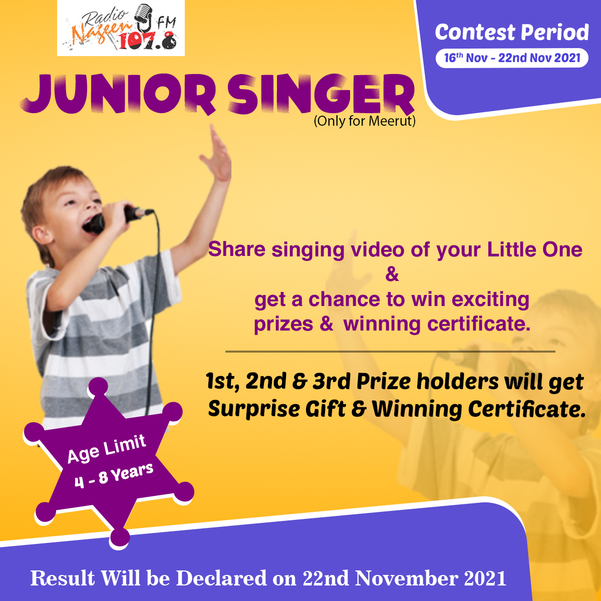 Junior Singer Only for Meerut